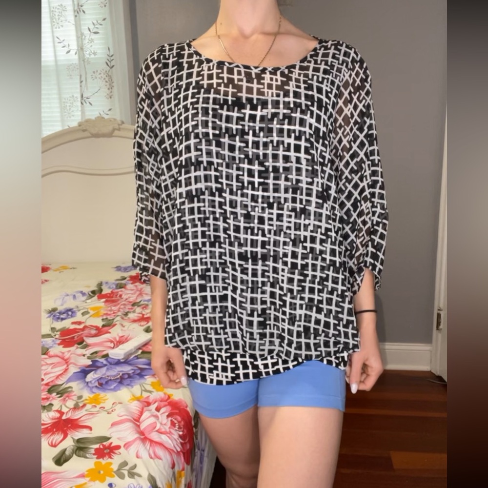 Black and white blouse